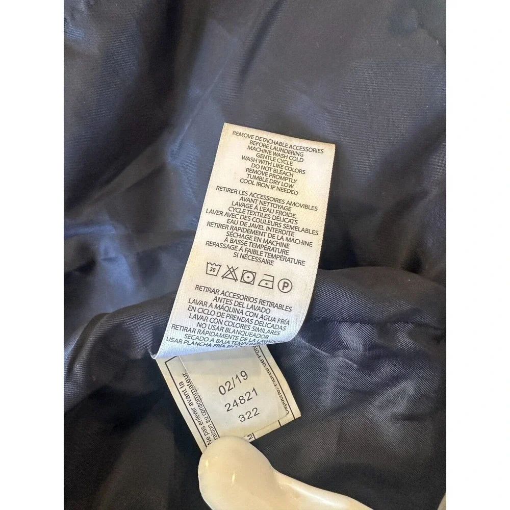 *Flaw Lauren Ralph Lauren Faux Fur Down Coat Black Faux Leather Trim Sherpa XXL - Picture 10 of 16